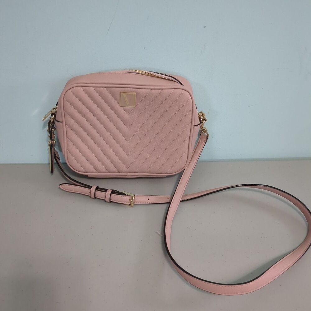 Victoria's Secret V-quilt Pink Color Shoulder Bag Crossbody purse gold chain